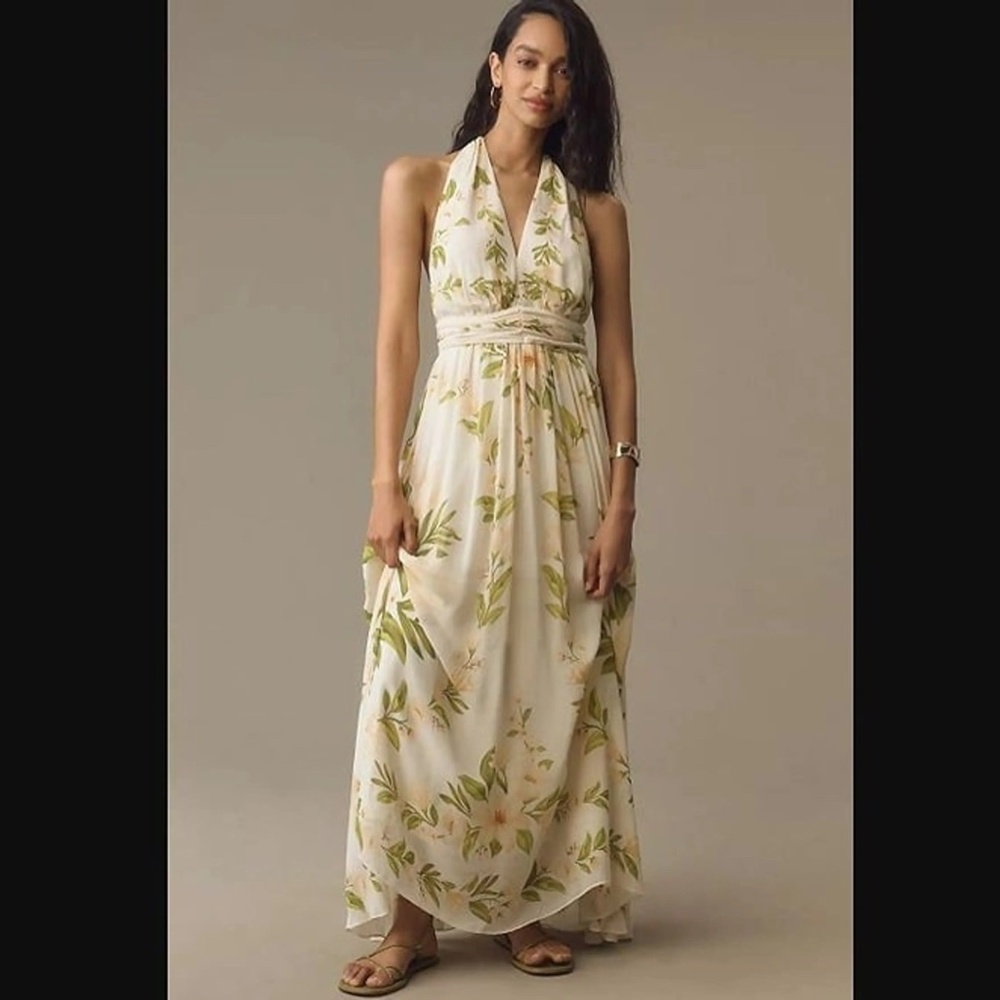 FARM Rio Floral Maxi Dress - Cream and Green